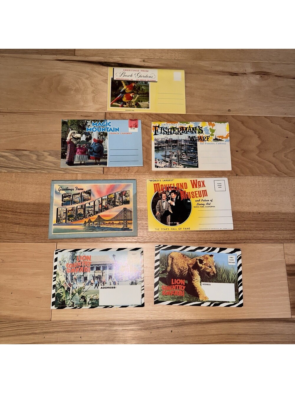 Vintage California Tourist Mailer Souvenir Postcard Lot Fisherman’s Wharf Safari